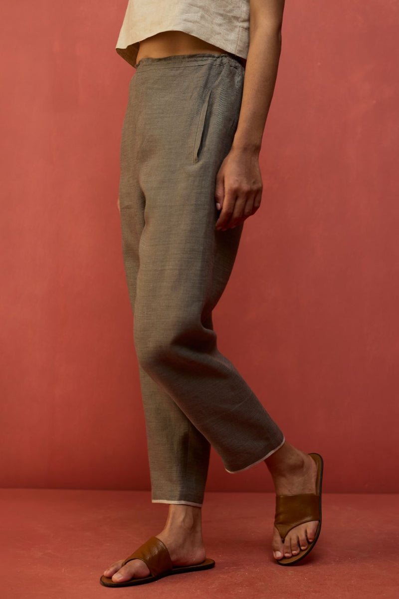 Wera Tapered Linen Pants - Grey by Manan for in Singapore