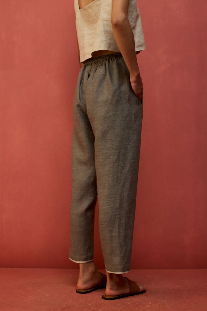 Wera Tapered Linen Pants - Grey by Manan for in Singapore