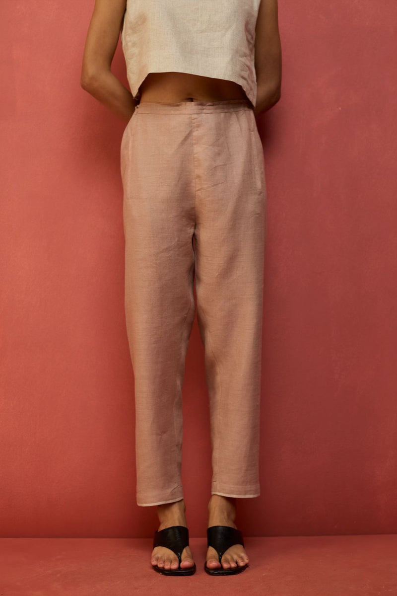 Wera Tapered Linen Pants - Dusty Rose by Manan for in Singapore