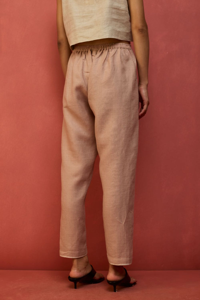 Wera Tapered Linen Pants - Dusty Rose by Manan for in Singapore
