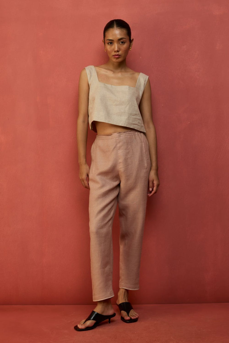 Wera Tapered Linen Pants - Dusty Rose by Manan for in Singapore