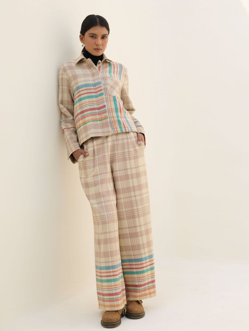 Vola Merino Wool Culottes - Beige by Manan in beige color for women in Singapore