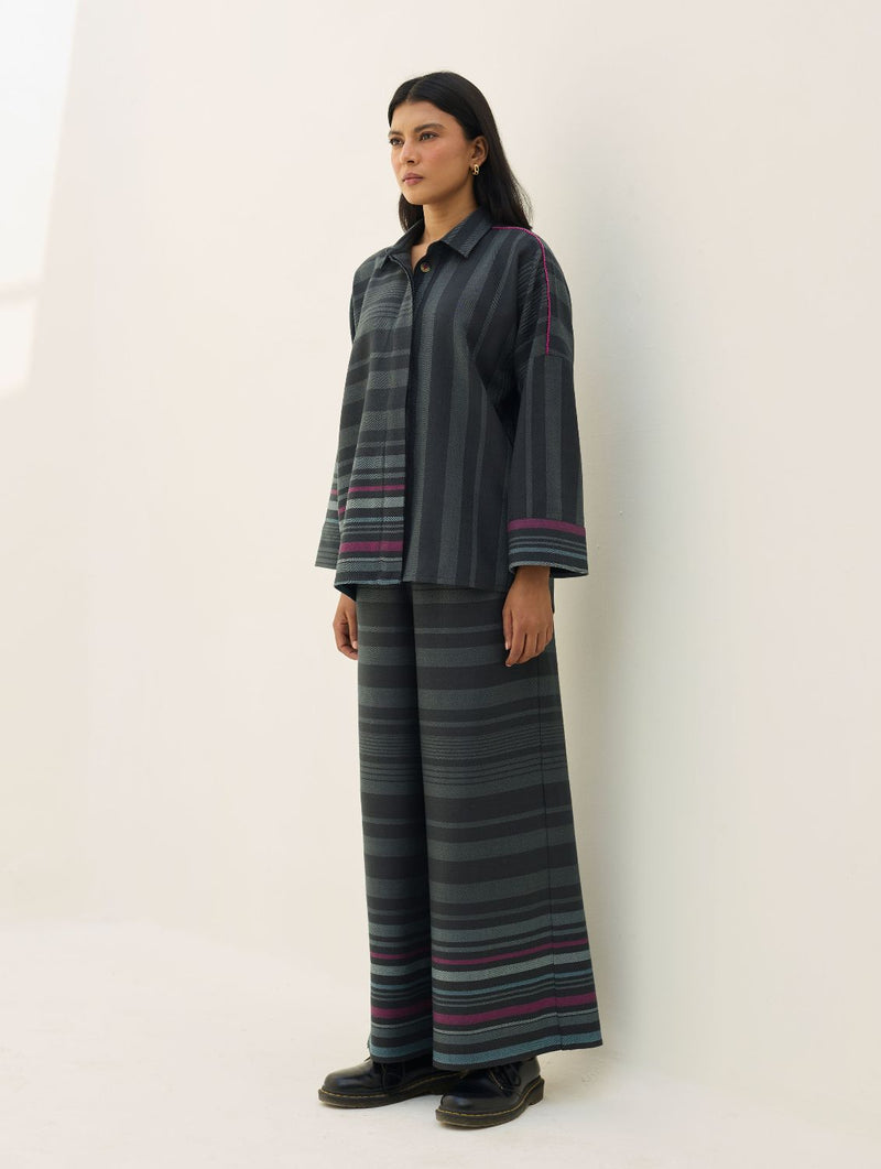 Vola Merino Wool Culottes - Charcoal by Manan in charcoal color for women in Singapore