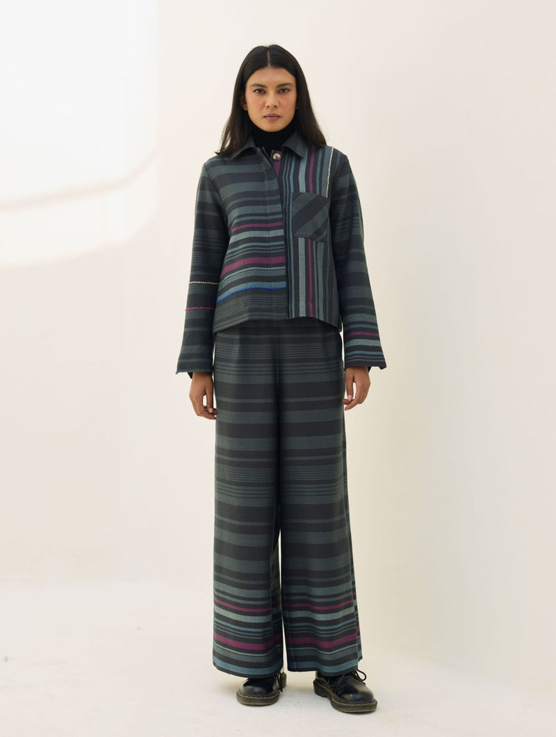 Vola Merino Wool Culottes - Charcoal by Manan in charcoal color for women in Singapore