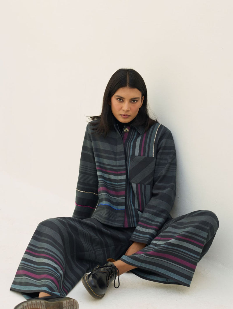 Vola Merino Wool Culottes - Charcoal by Manan in charcoal color for women in Singapore