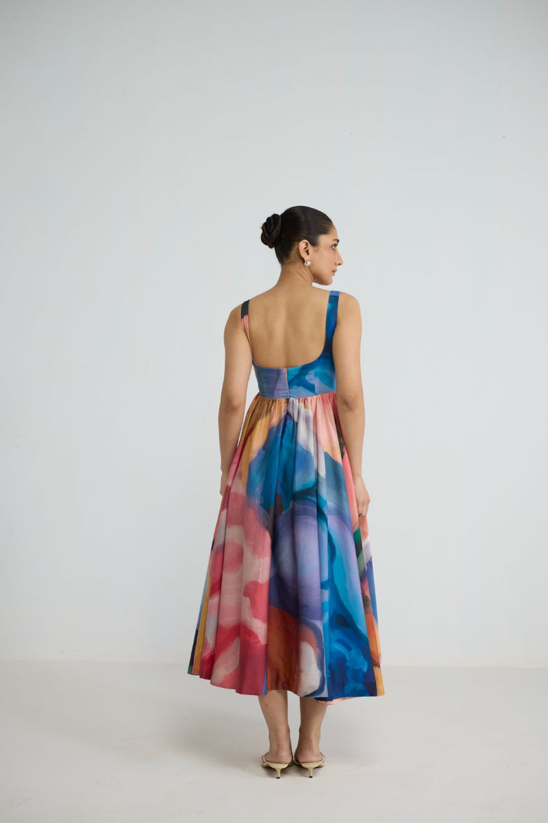 RAINBOW GARDEN CHERRY DRESS cotton satin dress by YAM in multicolor for women in Singapore