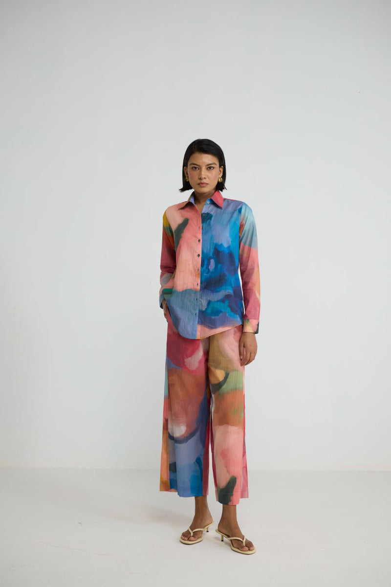 RAINBOW GARDEN COTTON CO-ORD SET cotton cambric co-ord set by YAM in multicolor for women in Singapore
