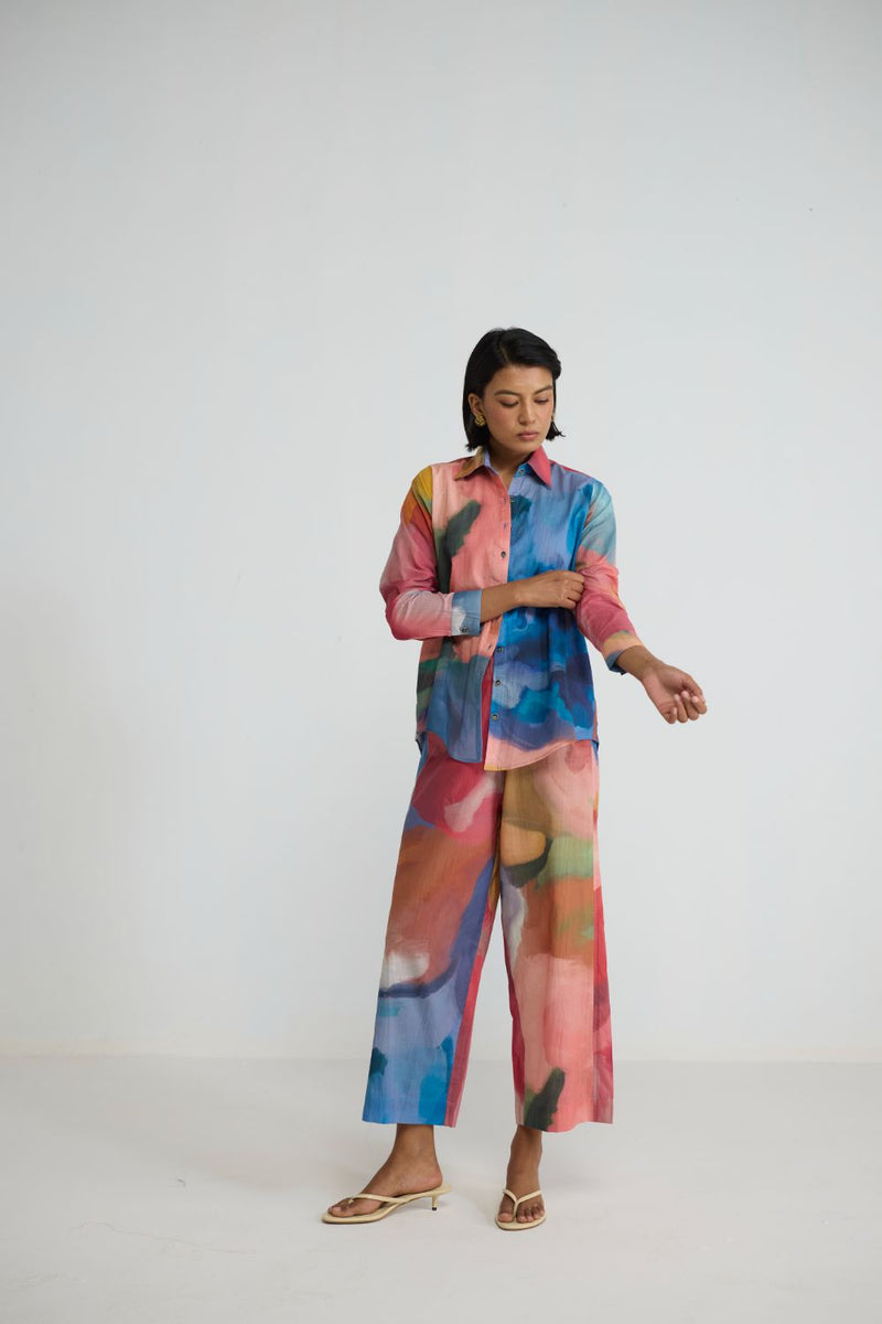 RAINBOW GARDEN COTTON CO-ORD SET cotton cambric co-ord set by YAM in multicolor for women in Singapore