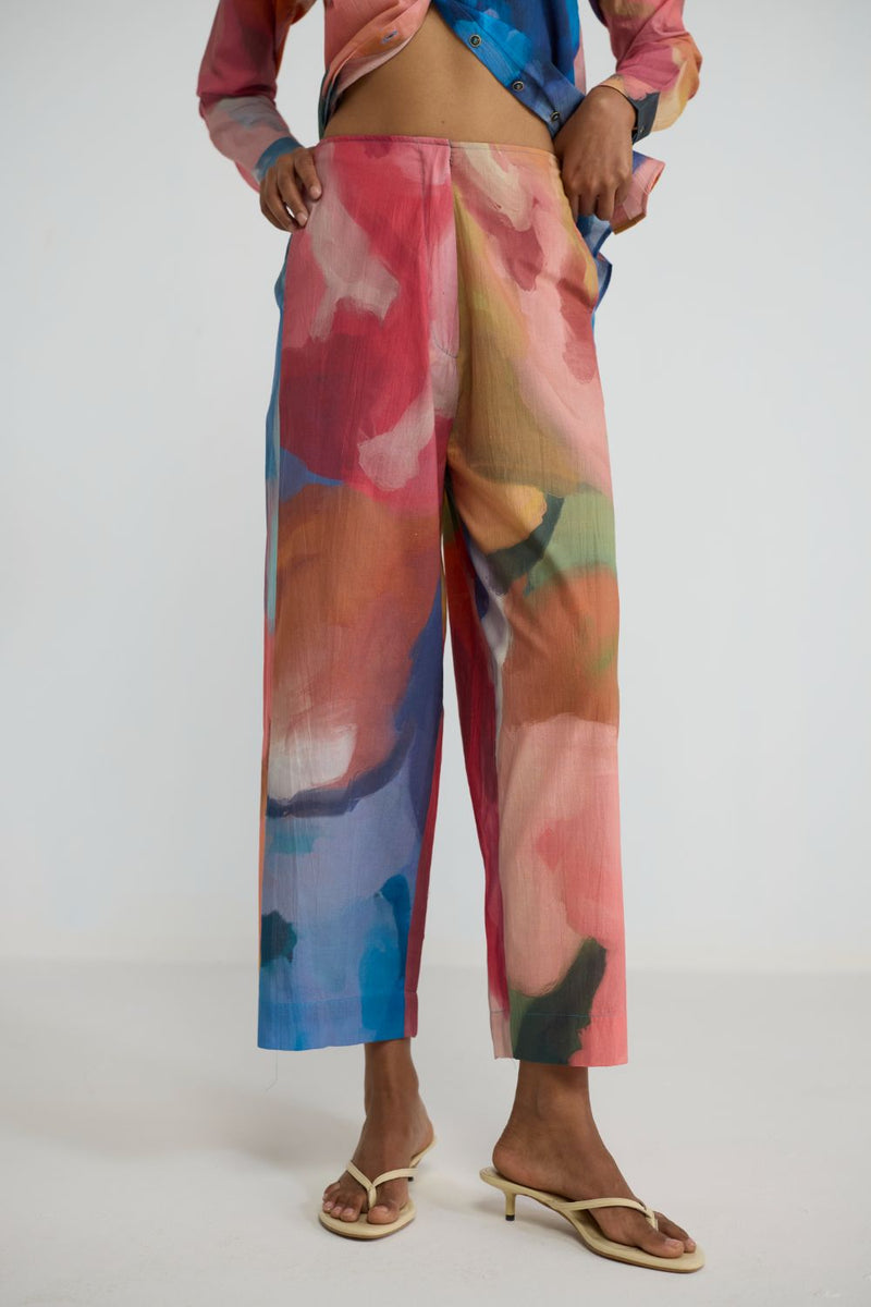 RAINBOW GARDEN COTTON CO-ORD SET cotton cambric co-ord set by YAM in multicolor for women in Singapore
