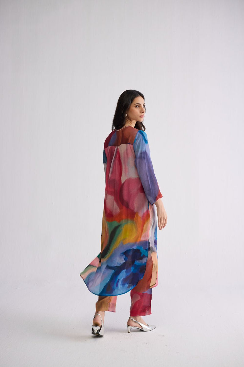 RAINBOW GARDEN LONG KURTA SET crepe kurta/kurta set by YAM in multicolor for women in Singapore