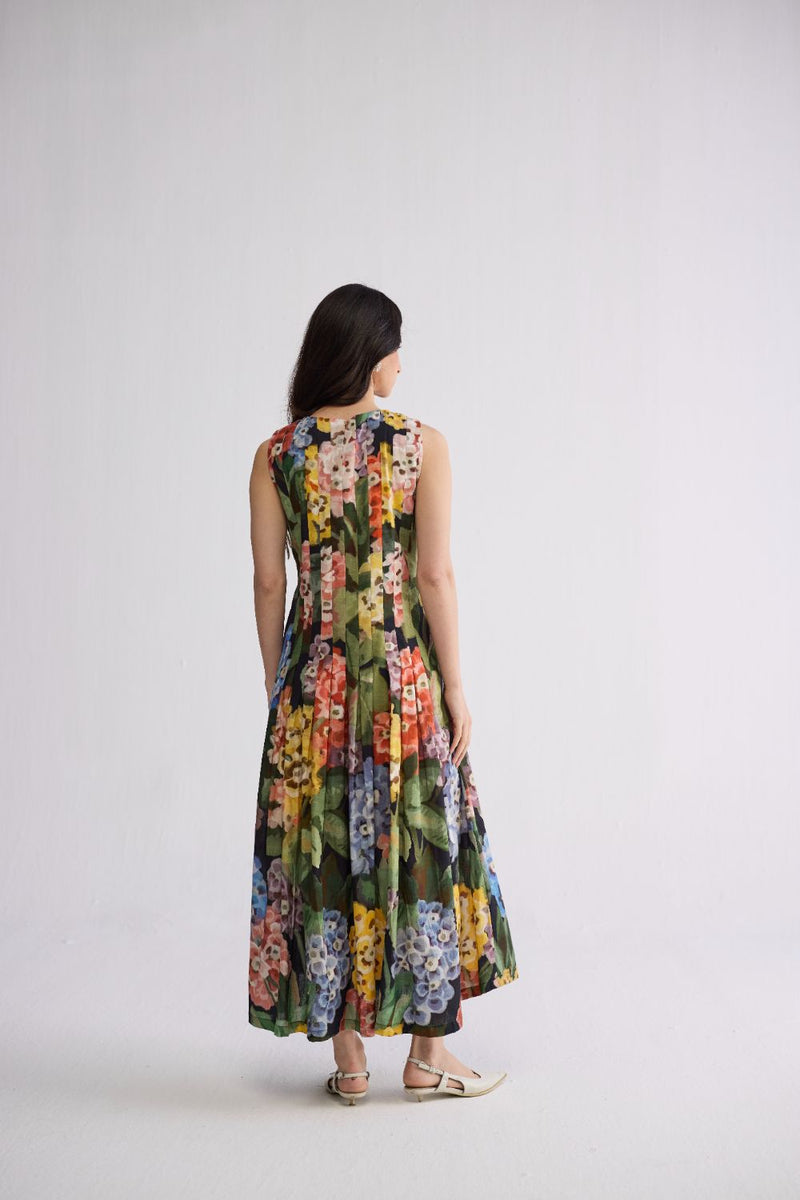 RAIN PLEATED DRESS poplin dress by YAM in multicolor for women in Singapore