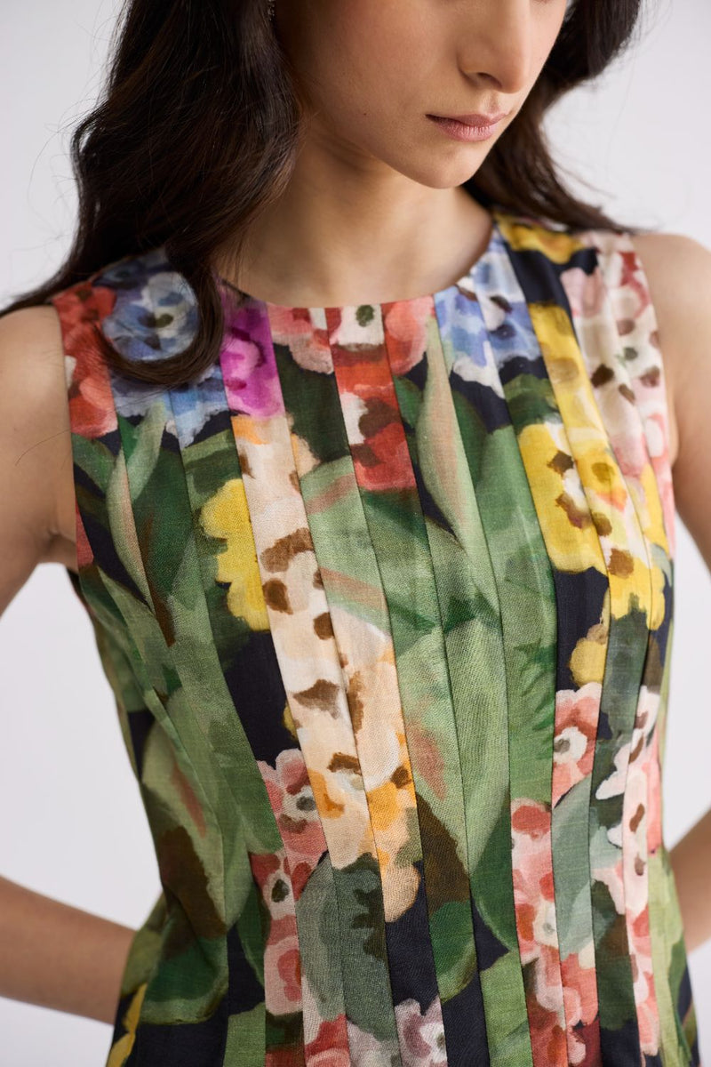 RAIN PLEATED DRESS poplin dress by YAM in multicolor for women in Singapore