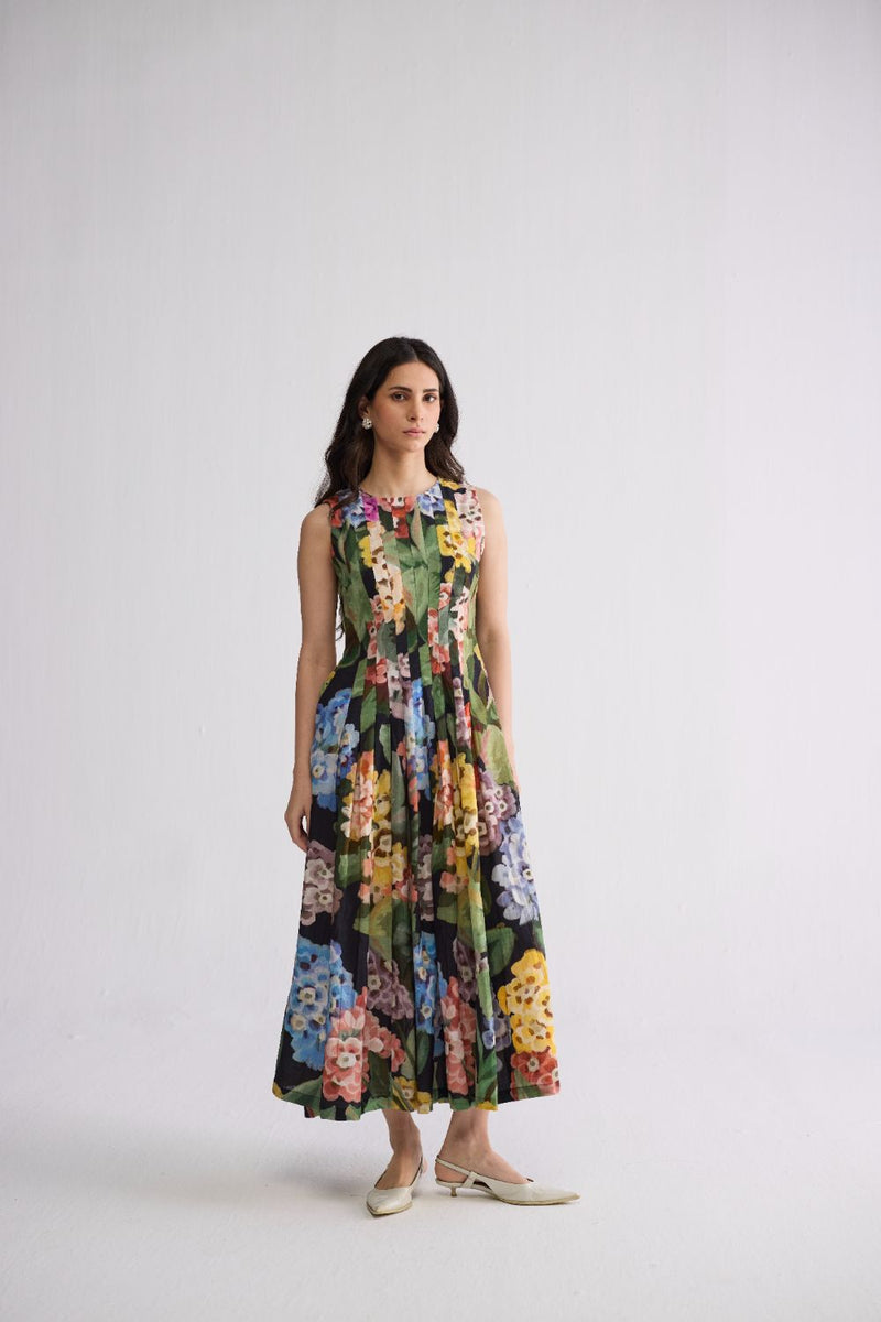 RAIN PLEATED DRESS poplin dress by YAM in multicolor for women in Singapore