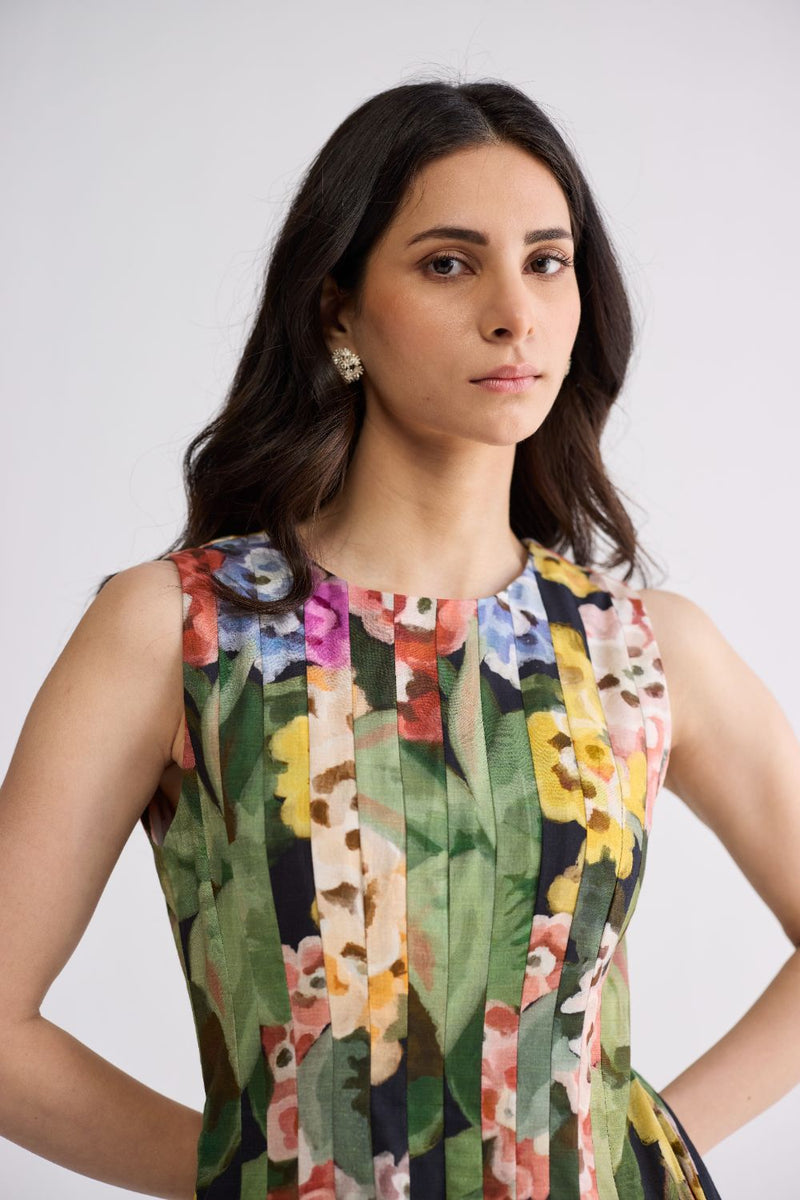 RAIN PLEATED DRESS poplin dress by YAM in multicolor for women in Singapore