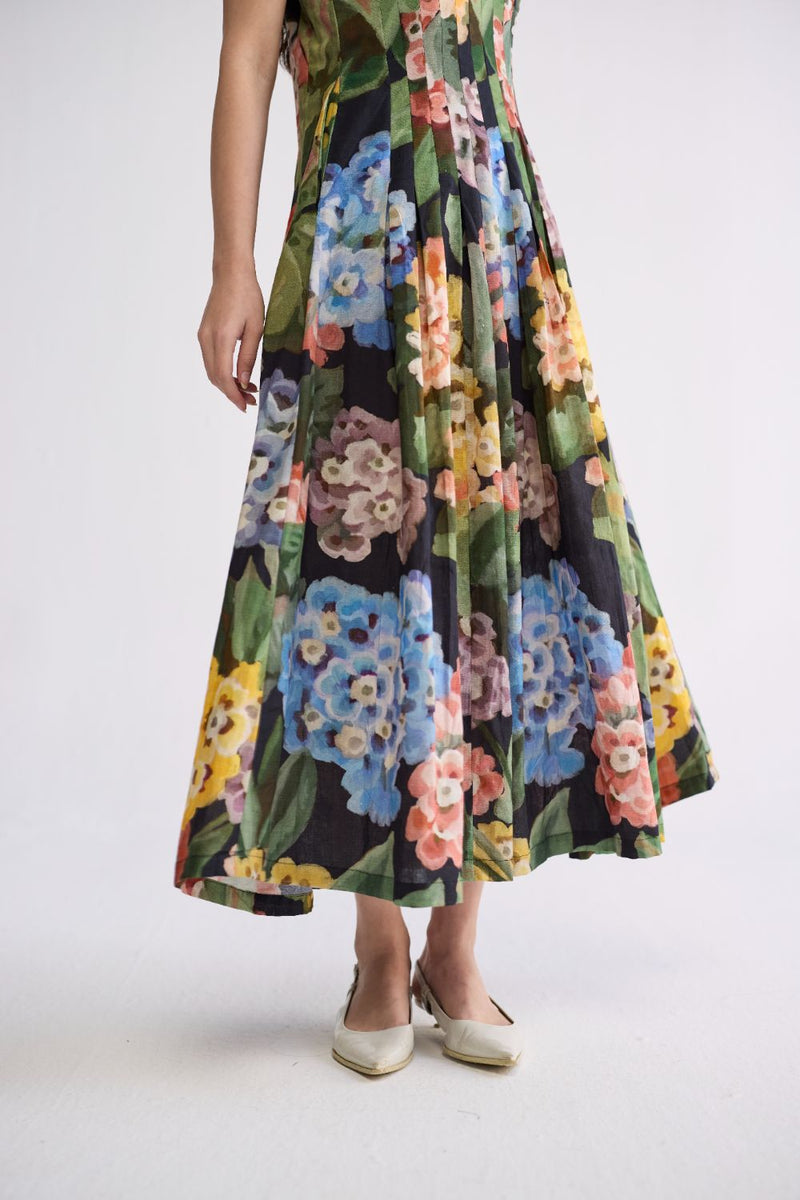 RAIN PLEATED DRESS poplin dress by YAM in multicolor for women in Singapore