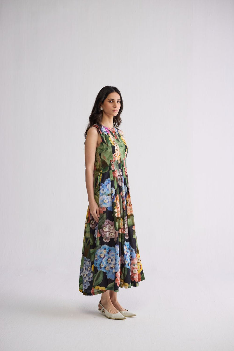 RAIN PLEATED DRESS poplin dress by YAM in multicolor for women in Singapore