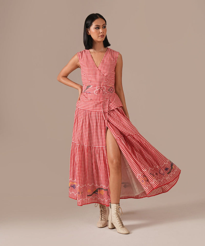 RUBY LUME DRESS silk Buy RUBY LUME DRESS from C&W | Dresses for Women by Indigo Dreams in red color for women in Singapore