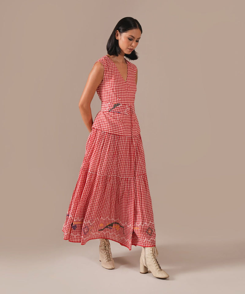 RUBY LUME DRESS silk Buy RUBY LUME DRESS from C&W | Dresses for Women by Indigo Dreams in red color for women in Singapore