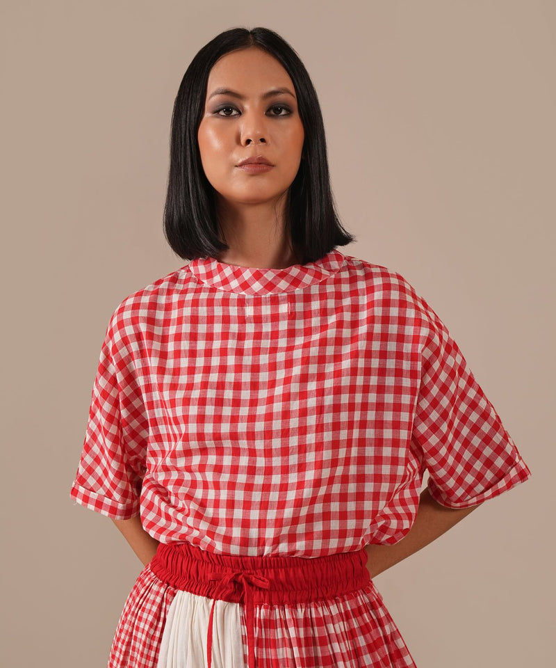 RUBY TIDE SET 100% cotton Buy RUBY TIDE SET from C&W | Co-Ord Sets for Women by Indigo Dreams in red color for women in Singapore