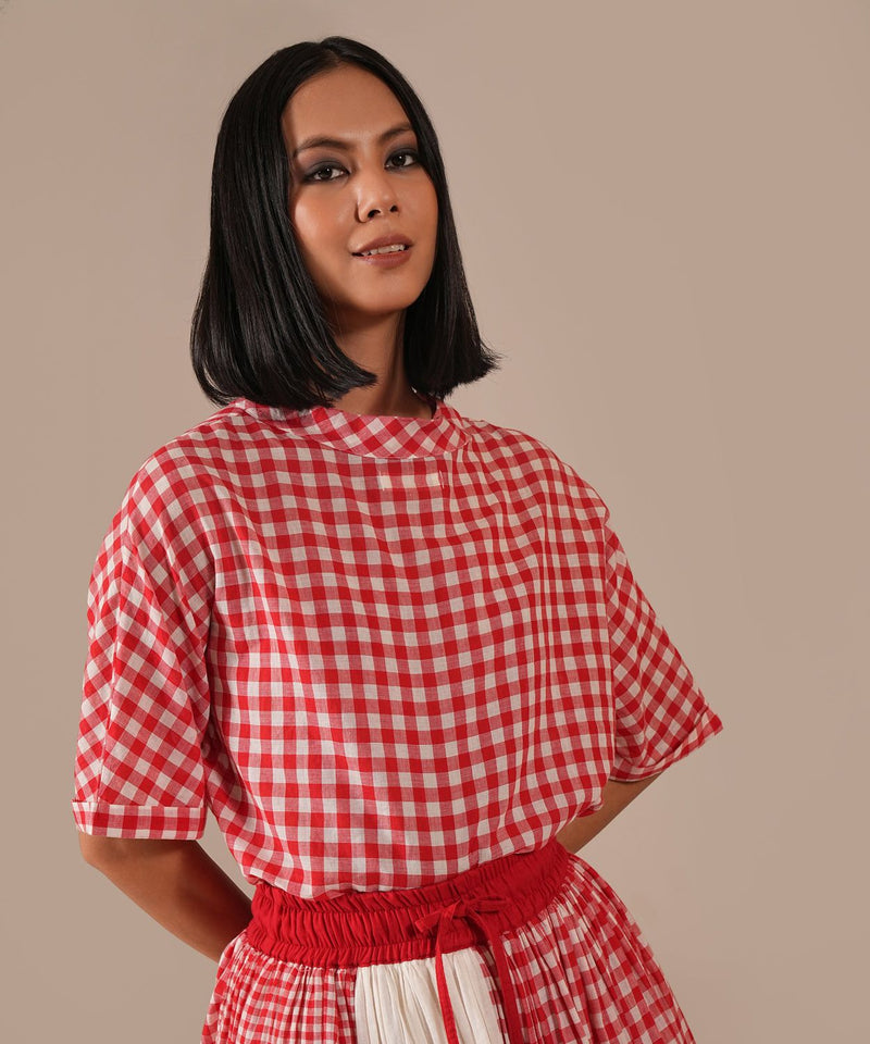 RUBY TIDE SET 100% cotton Buy RUBY TIDE SET from C&W | Co-Ord Sets for Women by Indigo Dreams in red color for women in Singapore