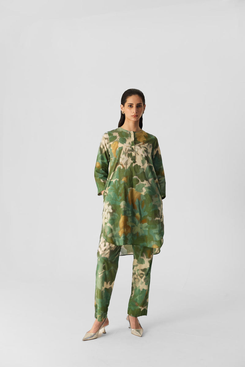 RUSI COTTON KURTA SET cotton by Yam in green color for women in Singapore