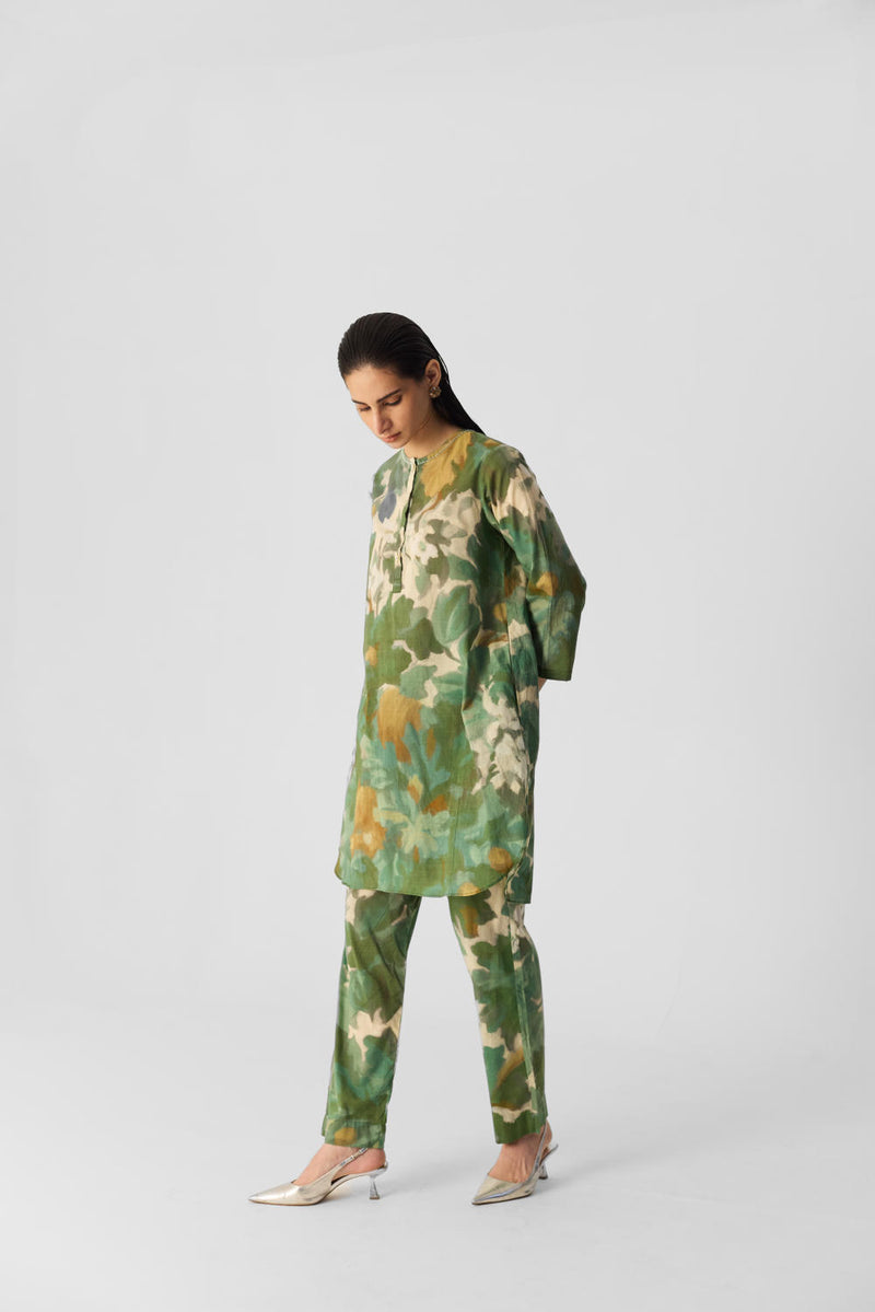 RUSI COTTON KURTA SET cotton by Yam in green color for women in Singapore