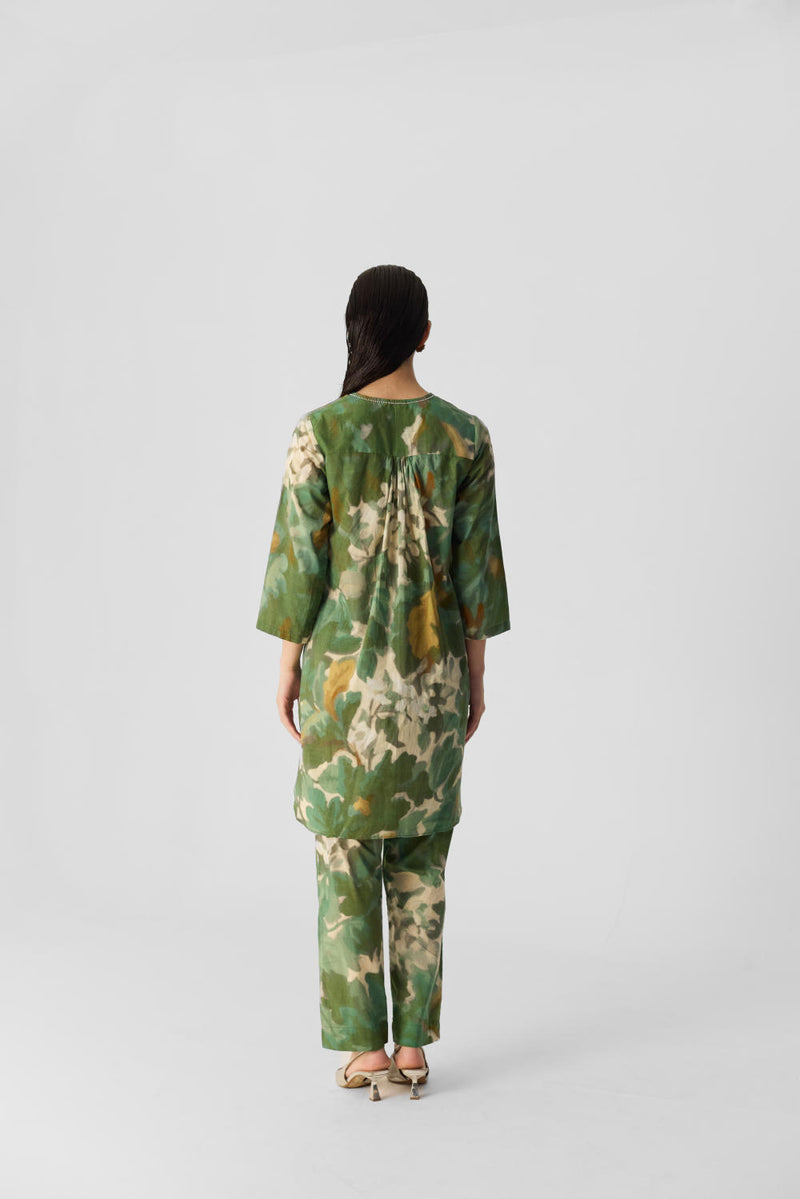 RUSI COTTON KURTA SET cotton by Yam in green color for women in Singapore
