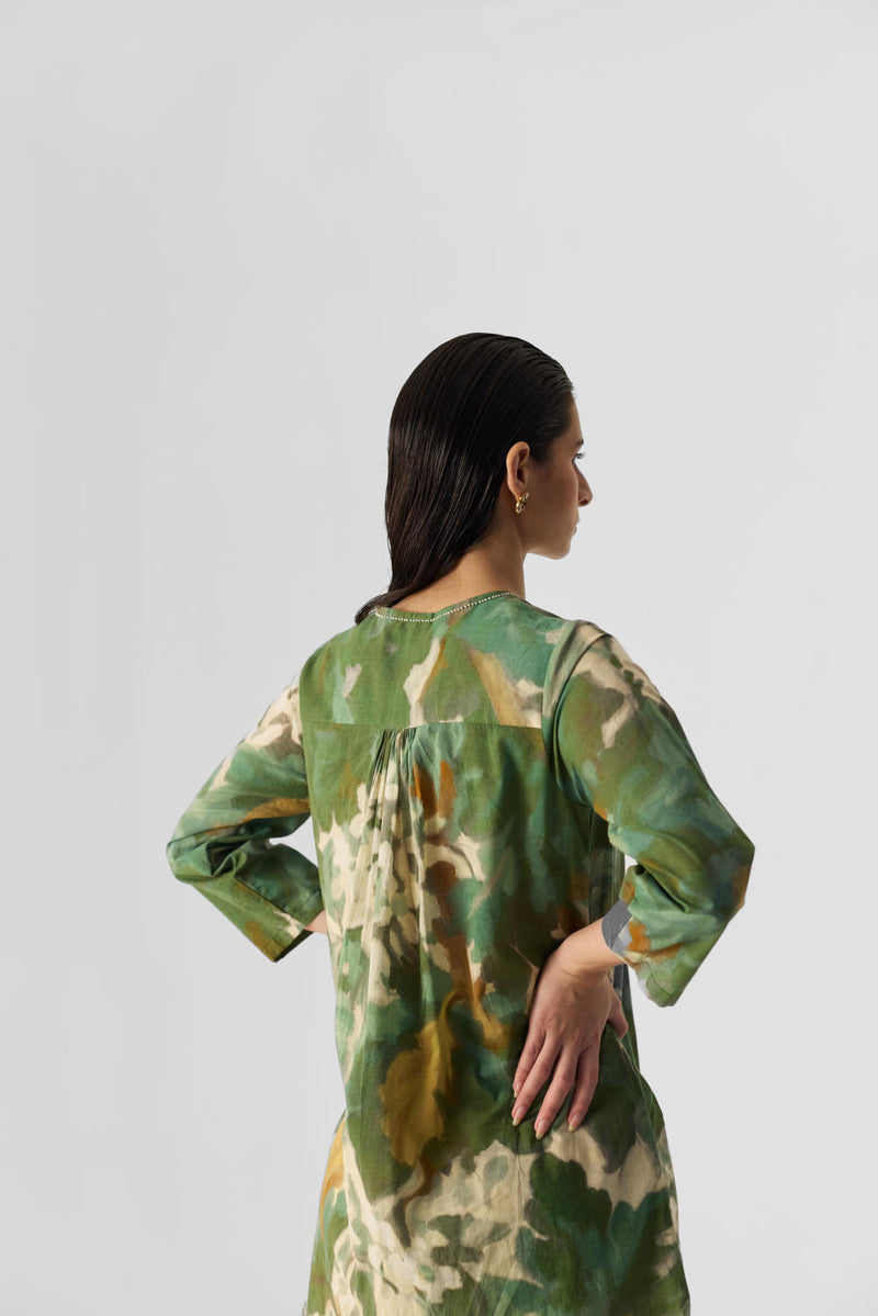 RUSI COTTON KURTA SET cotton by Yam in green color for women in Singapore