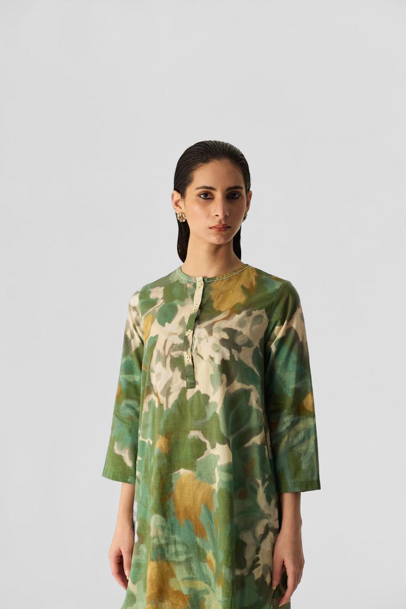 RUSI COTTON KURTA SET cotton by Yam in green color for women in Singapore