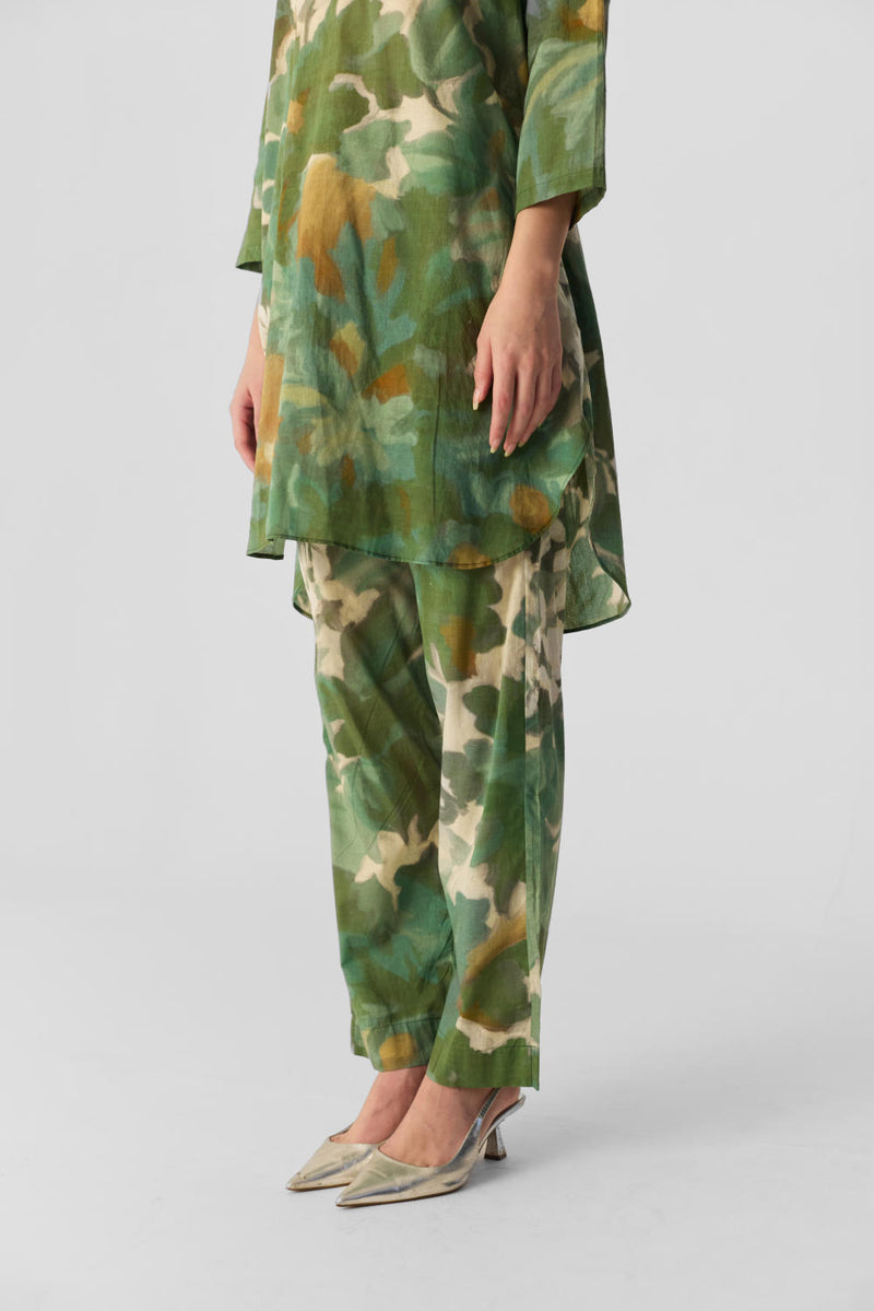 RUSI COTTON KURTA SET cotton by Yam in green color for women in Singapore
