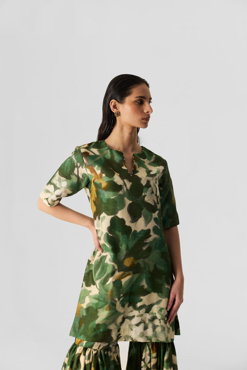 RUSI SHARARA SET silk by Yam in green color for women in Singapore