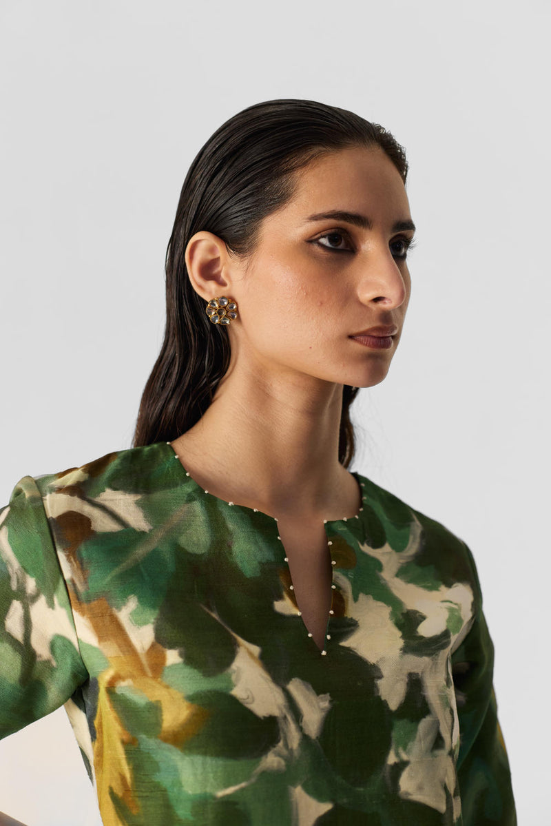 RUSI SHARARA SET silk by Yam in green color for women in Singapore