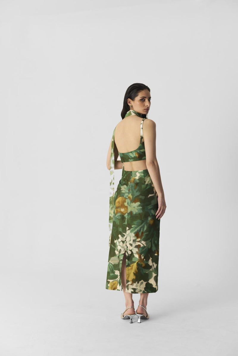 RUSI SKIRT & BLOUSE SET silk by Yam in green color for women in Singapore