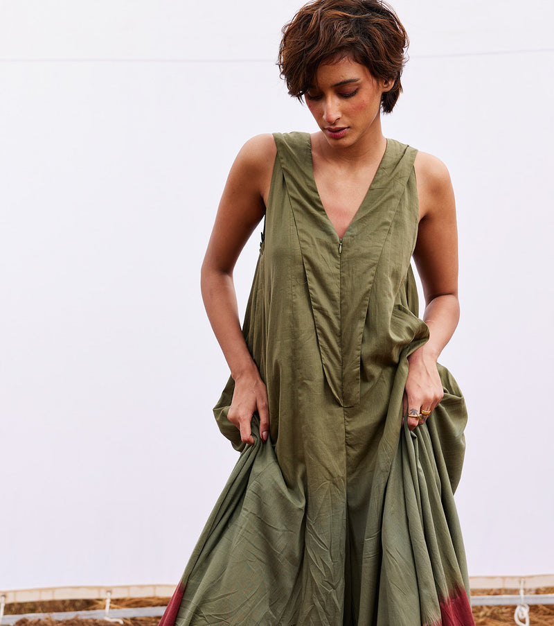 Sable jumpsuit cotton by Khara Kapas in green for women in Singapore