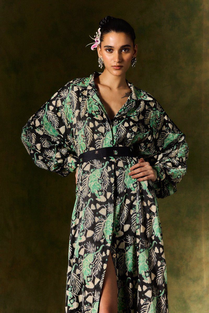 GULSHER SILK SHIRT DRESS satin by JodiLife for women in Singapore