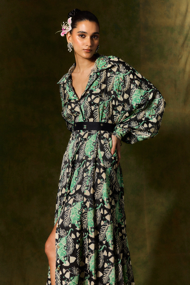 GULSHER SILK SHIRT DRESS satin by JodiLife for women in Singapore