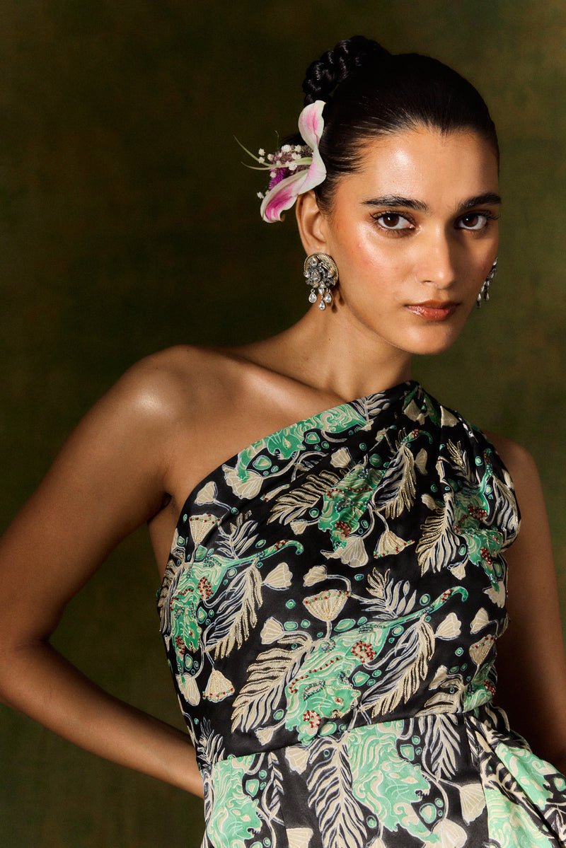 GULSHER ONE SHOULDER SILK DRESS satin by JodiLife for women in Singapore