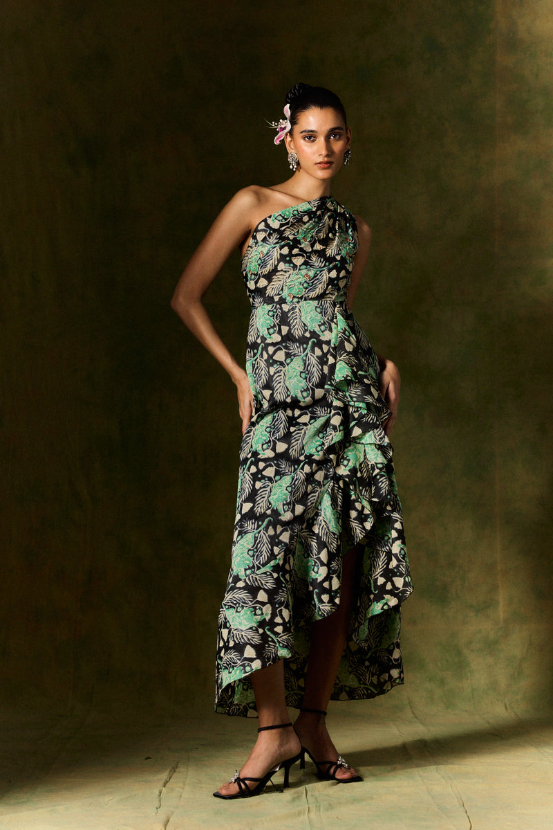 GULSHER ONE SHOULDER SILK DRESS satin by JodiLife for women in Singapore