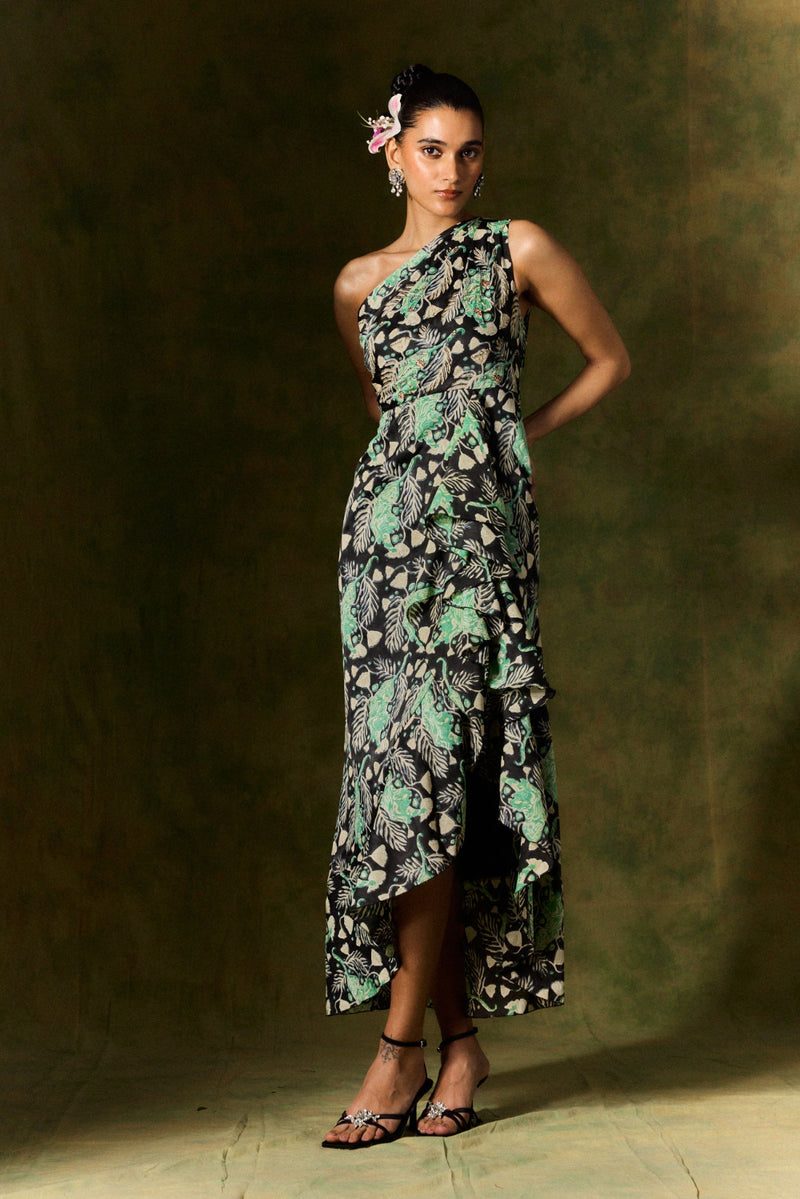 GULSHER ONE SHOULDER SILK DRESS satin by JodiLife for women in Singapore