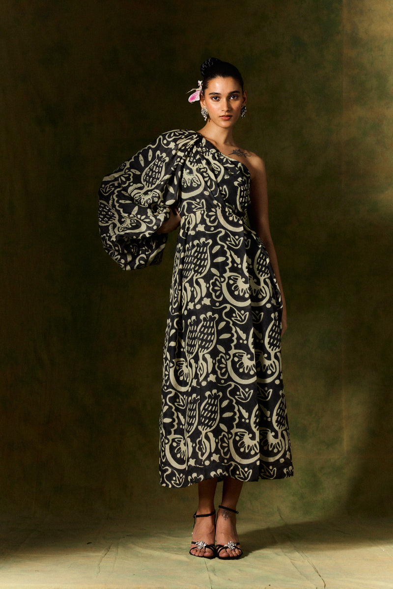 NIDA SILK ONE SHOULDER DRESS silk by JodiLife for women in Singapore