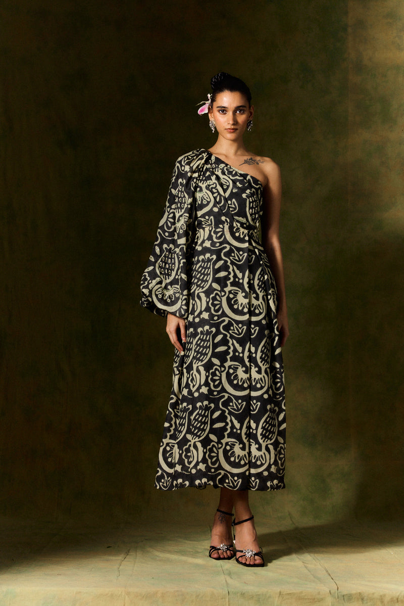 NIDA SILK ONE SHOULDER DRESS silk by JodiLife for women in Singapore