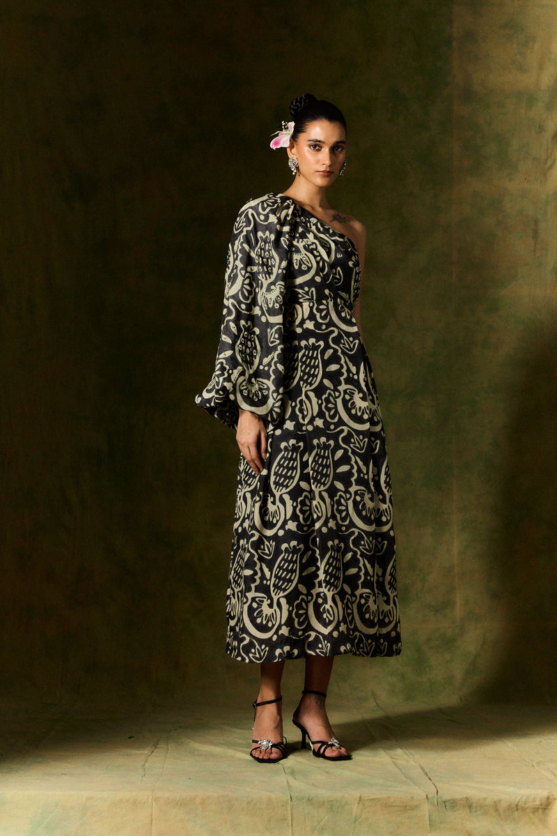 NIDA SILK ONE SHOULDER DRESS silk by JodiLife for women in Singapore