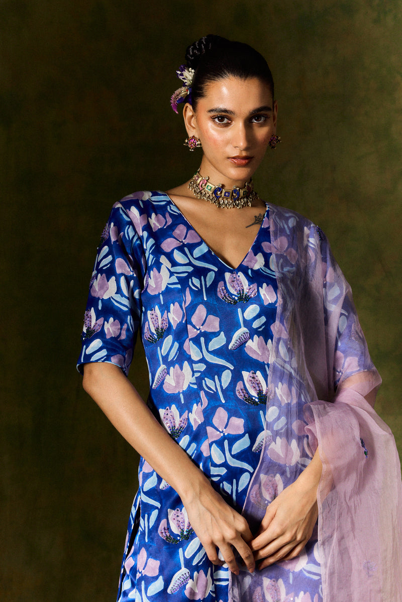 NEELAM SILK KURTA SET + DUPATTA organza by JodiLife for women in Singapore