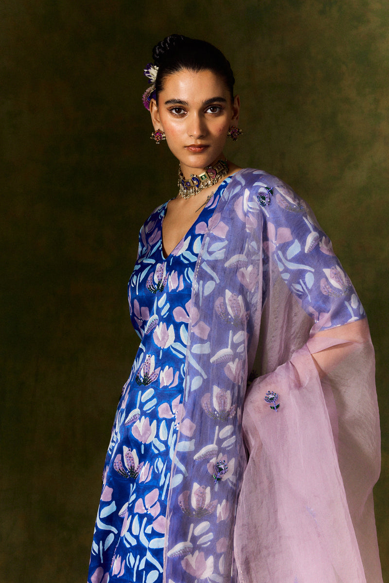 NEELAM SILK KURTA SET + DUPATTA organza by JodiLife for women in Singapore