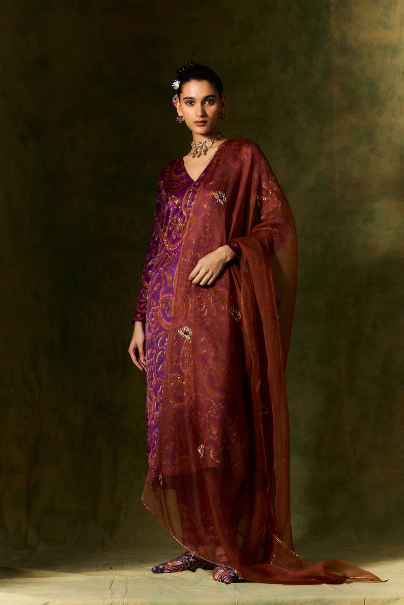 SAANJH SILK KURTA SET + DUPATTA organza by JodiLife for women in Singapore