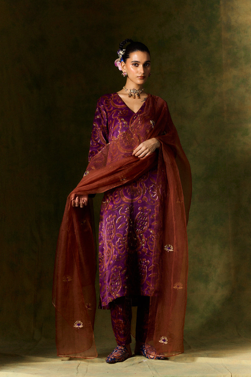 SAANJH SILK KURTA SET + DUPATTA organza by JodiLife for women in Singapore