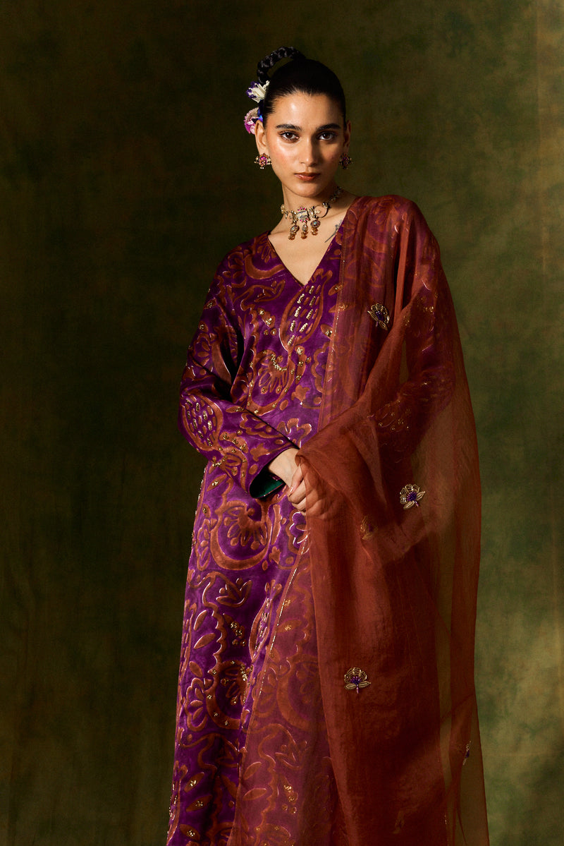 SAANJH SILK KURTA SET + DUPATTA organza by JodiLife for women in Singapore