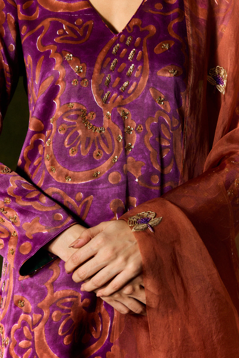 SAANJH SILK KURTA SET + DUPATTA organza by JodiLife for women in Singapore