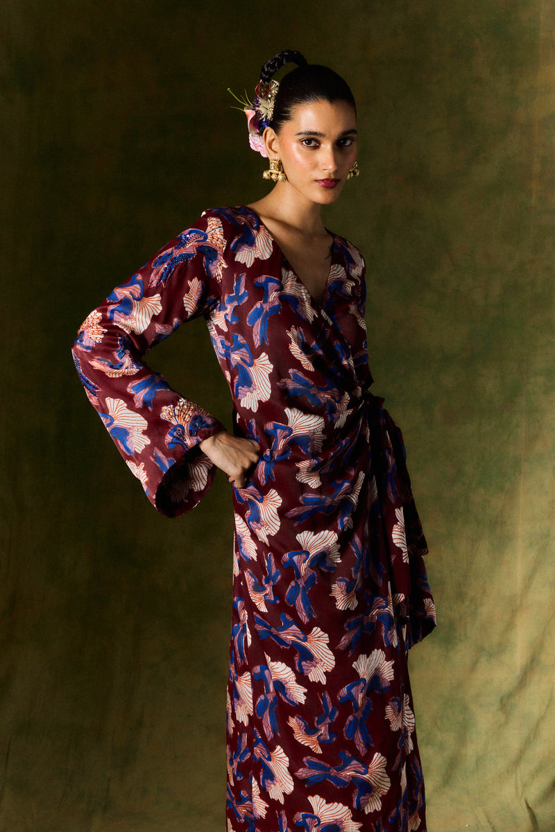 MEHER SILK WRAP DRESS satin by JodiLife for women in Singapore