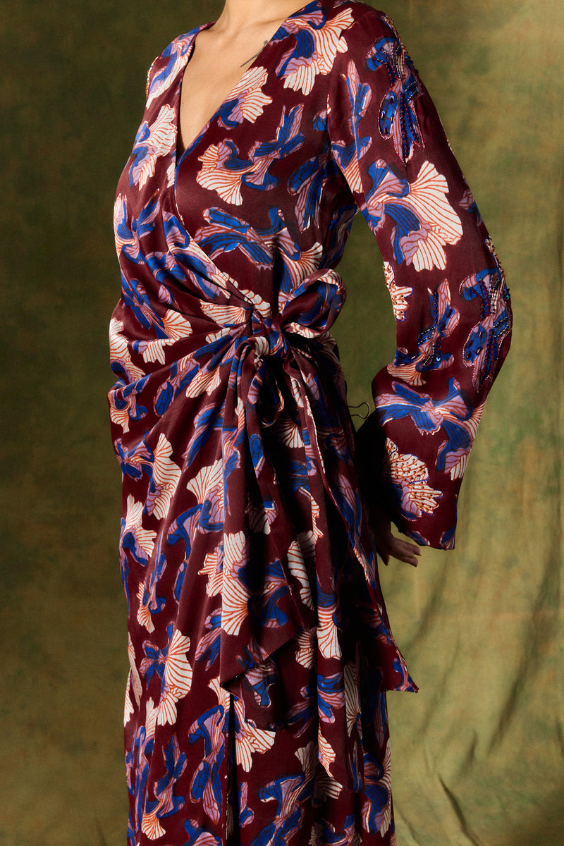 MEHER SILK WRAP DRESS satin by JodiLife for women in Singapore